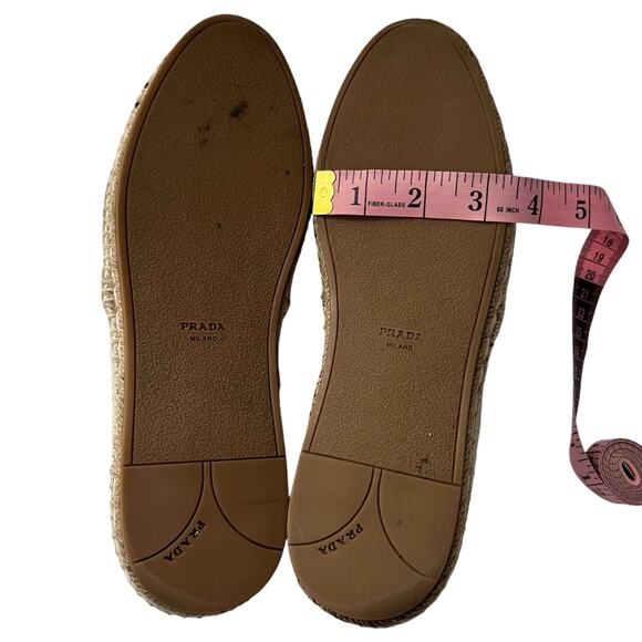 PRADA Embroidered Logo Canvas Espadrille EU 38 US 8 Beige Slip On Flats - Picture 8 of 12